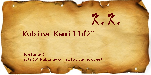 Kubina Kamilló névjegykártya